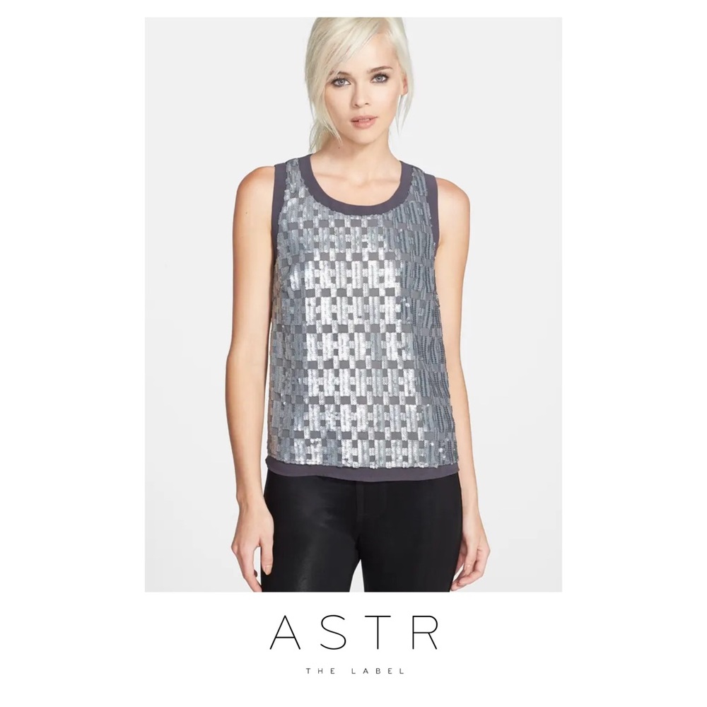 Astr Pattern Sequins Tank Top - image 1
